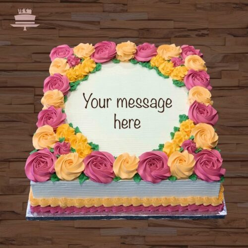 S33 - Pink & Apricot Floral square